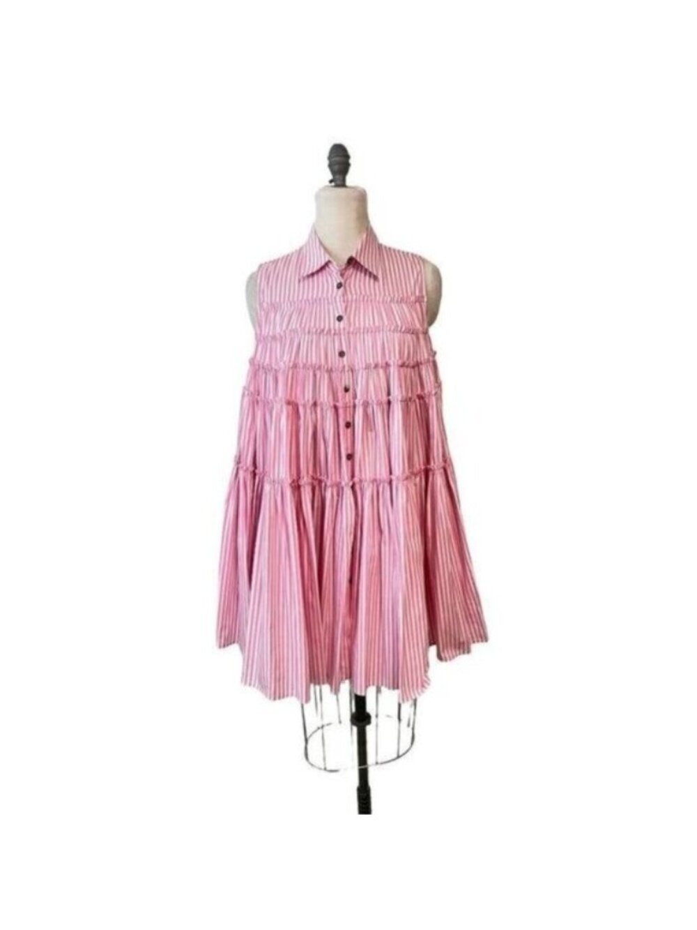 Jourden Designer Pink Stripe Jeffrey Swing Dress 40 US 8 10 NWT